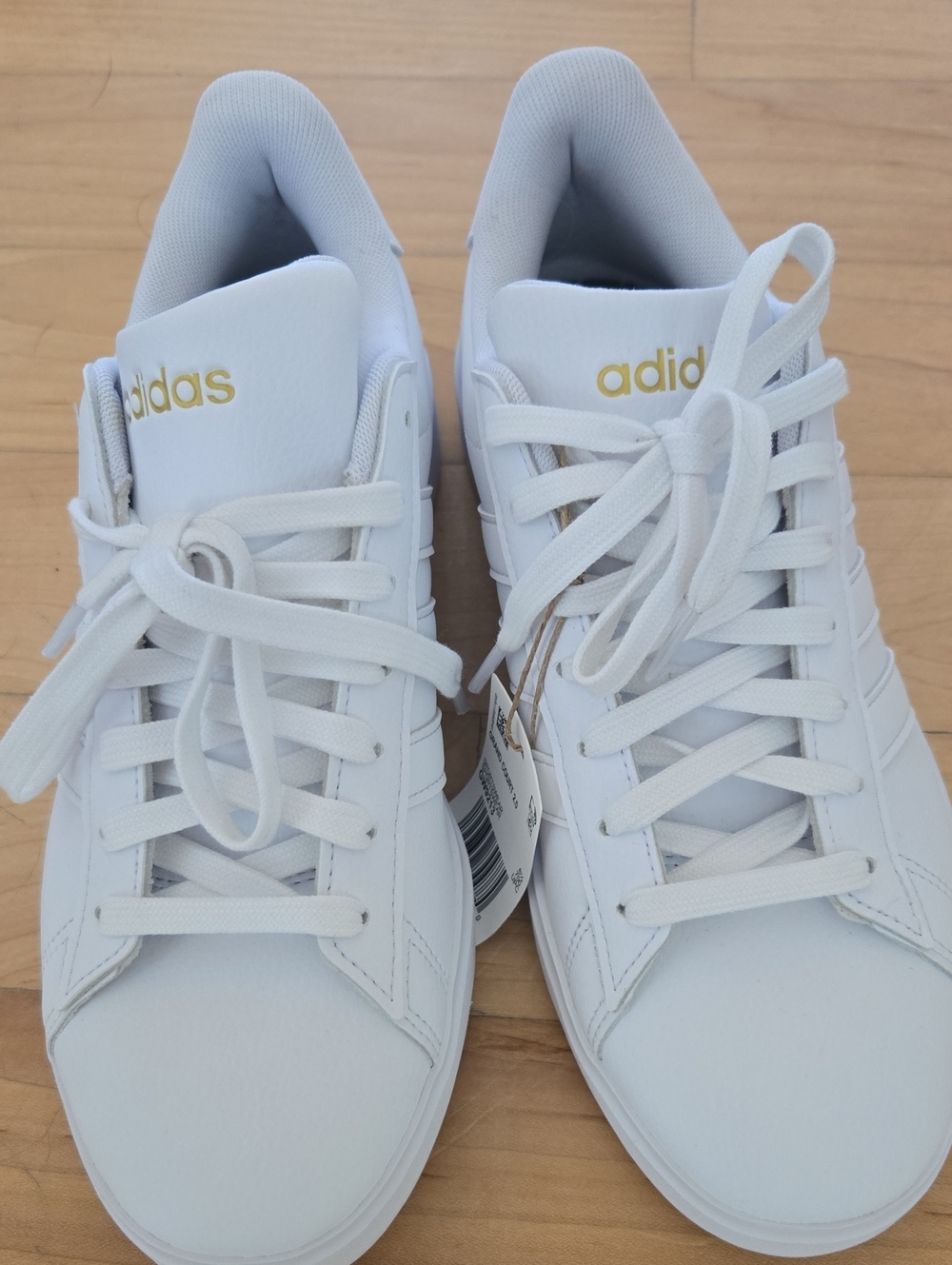Adidas Cloudfoam Comfort Women’s White Gold Logo Sneakers W8 M6.5